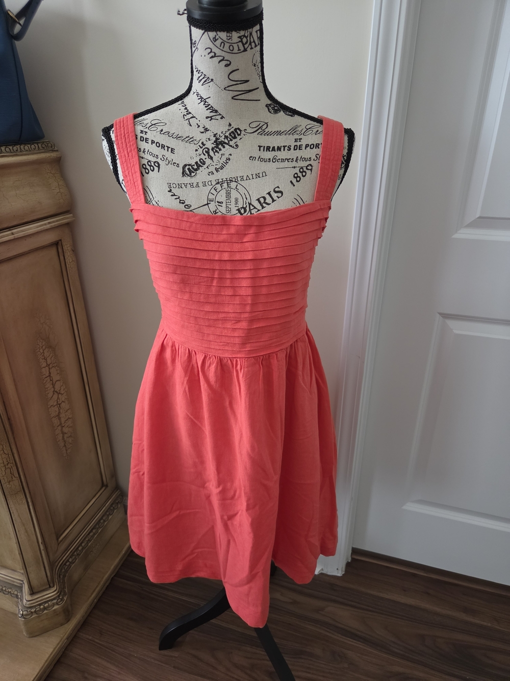 Coral Pleated Sundress - Unbranded